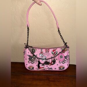 NWT! Y2K Ed Hardy Pink Tattoo-Print Shoulder Bag